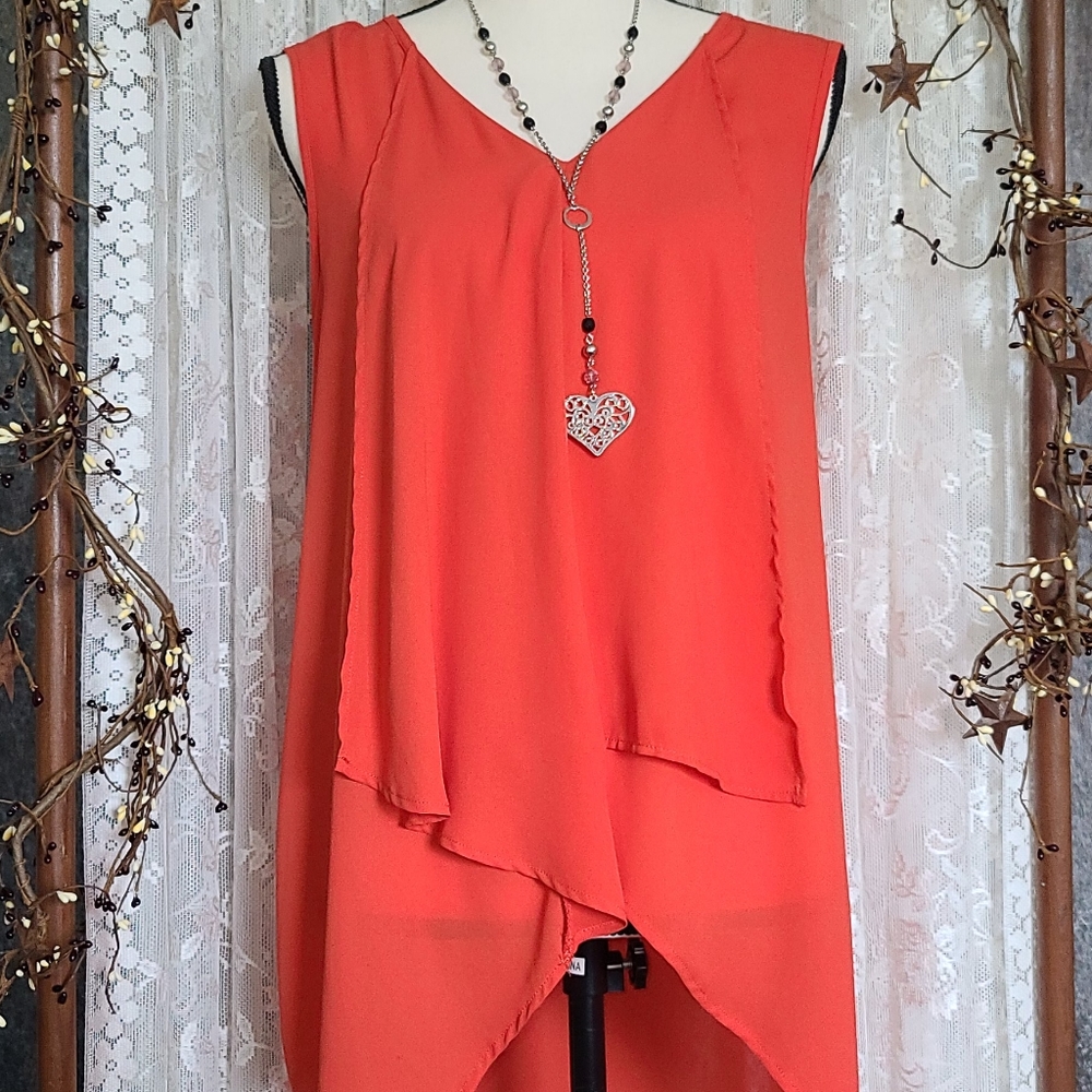 C. Oliver Burnt Orange Sleeveless Top Medium